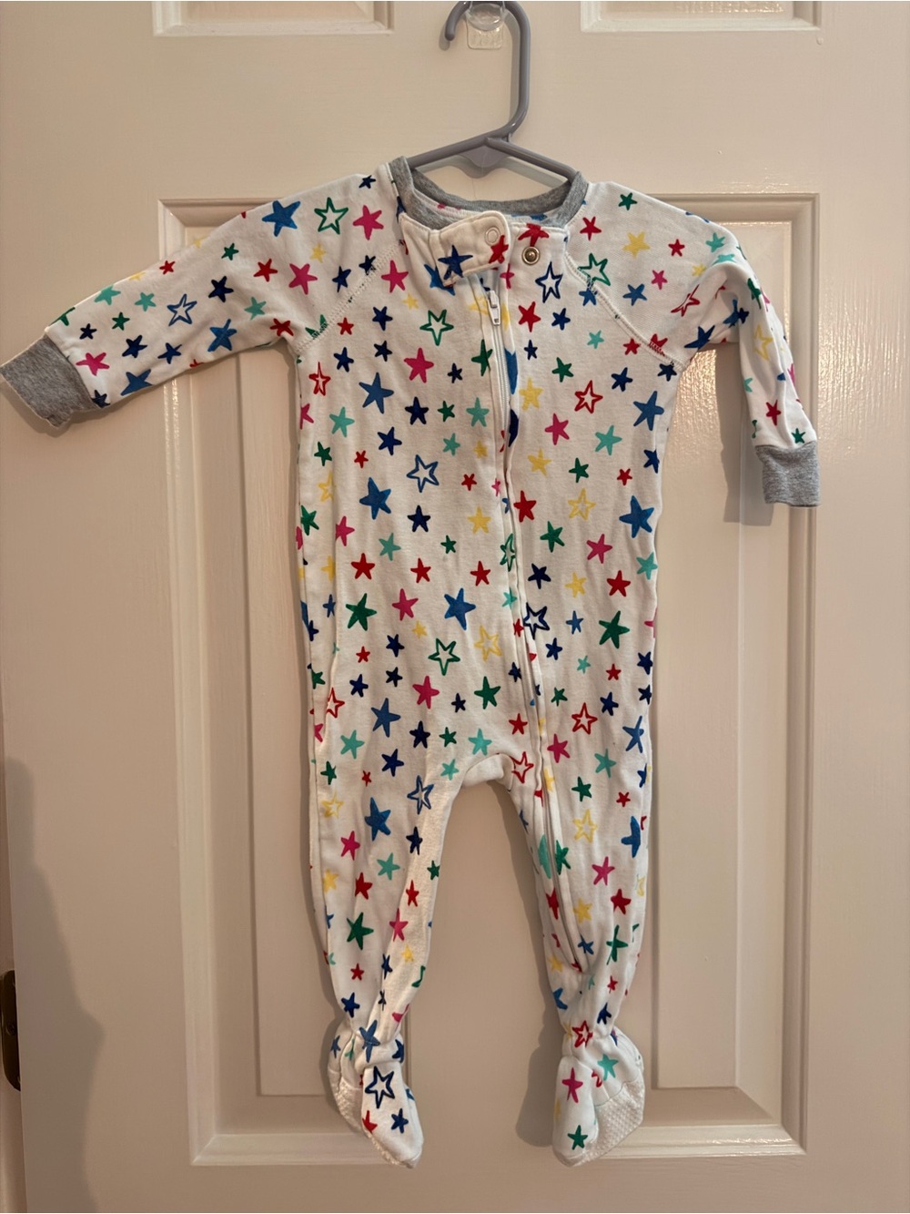 White Star-Print Footed Baby One-Piece
